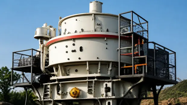 Cone crusher installed on its stand at a working plant